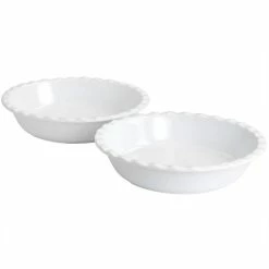 2-Piece 9 in. Stoneware Pie Dish Set in White by MARTHA STEWART