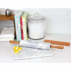 Marble Rolling Pin White with Wooden Rest by Home Basics 11 Marble Rolling Pin White with Wooden Rest by Home Basics -Cheap Bakeware Store white rolling pins hdc50358 1f 1000
