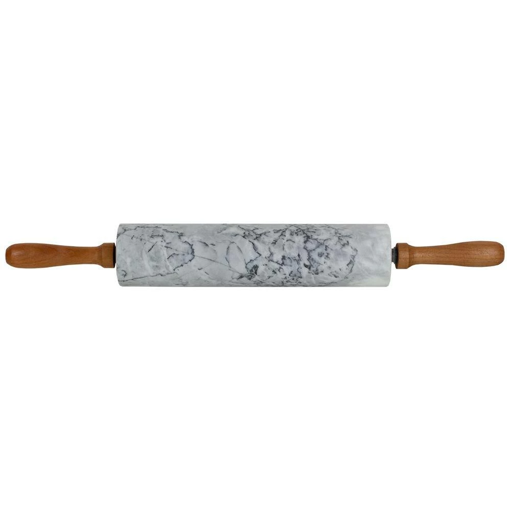 Marble Rolling Pin White with Wooden Rest by Home Basics 4 Marble Rolling Pin White with Wooden Rest by Home Basics - Image 4