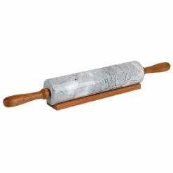Marble Rolling Pin White with Wooden Rest by Home Basics