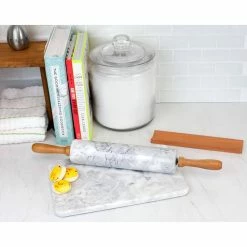 Marble Rolling Pin White with Wooden Rest by Home Basics 13 Marble Rolling Pin White with Wooden Rest by Home Basics -Cheap Bakeware Store white rolling pins hdc50358 fa 1000