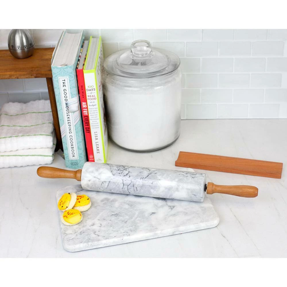 Marble Rolling Pin White with Wooden Rest by Home Basics 7 Marble Rolling Pin White with Wooden Rest by Home Basics - Image 7