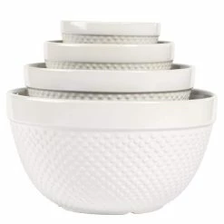 4-Piece Mixing Bowls Hobnail White by Tabletops Gallery